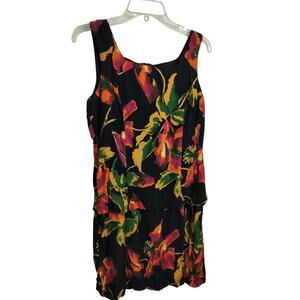 3551) Vtg Carole Little Sleeveless Multicolor Floral Tiered Dress Size 8